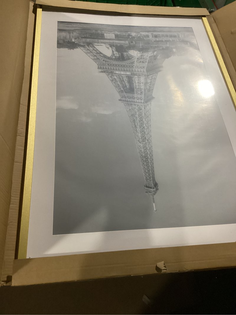 Condition photo showing Good Condition for upsimples 24x36 poster frame, display pictures 20x30 with mat or 24x36 without mat, wall hanging picture frame, gold, 1 pack gold 24x36