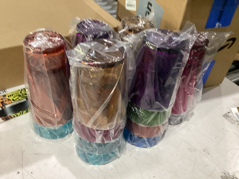 Condition photo showing New/Like New for us acrylic optix plastic reusable drinking glasses (set of 16) 14oz rocks & 20oz water cups in jewel tone colors | bpa-free tumblers, made in usa | top-rack dishwasher safe 14-ounce/20-ounce
