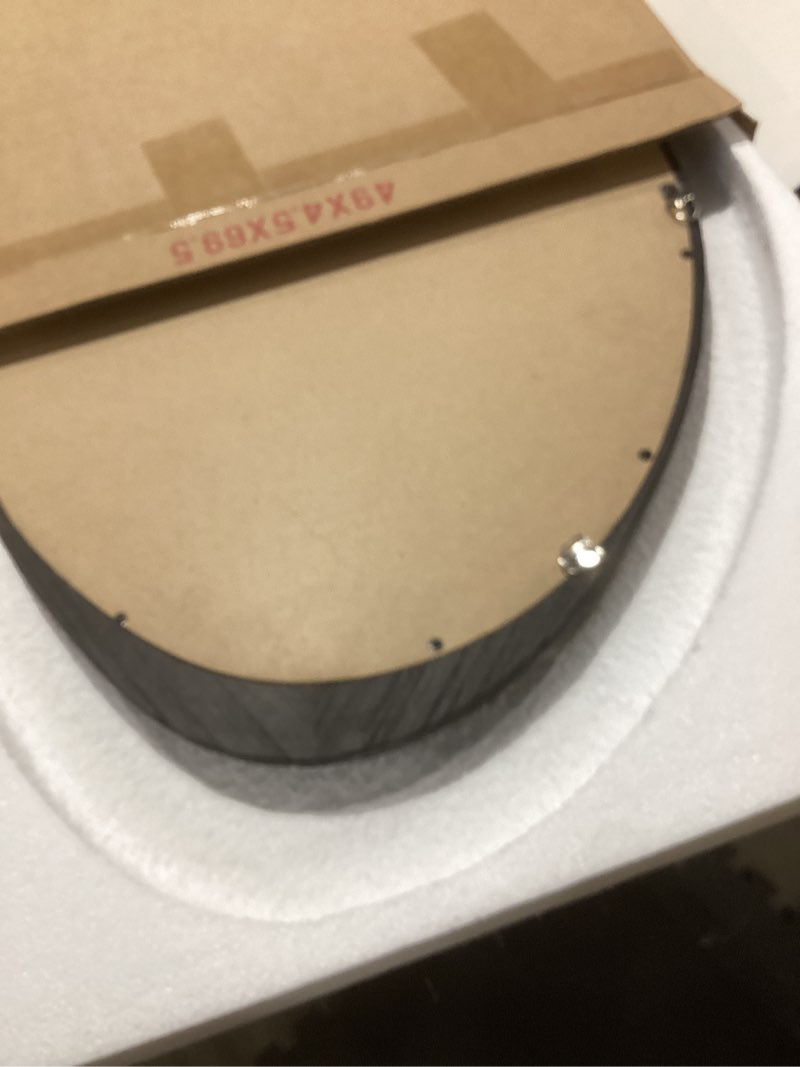 Condition photo showing Good Condition for aazzkang irregular wall mirror 26"x18" black asymmetrical wall mounted mirrors modern wood frame mirror large for bathroom bedroom living room entryway