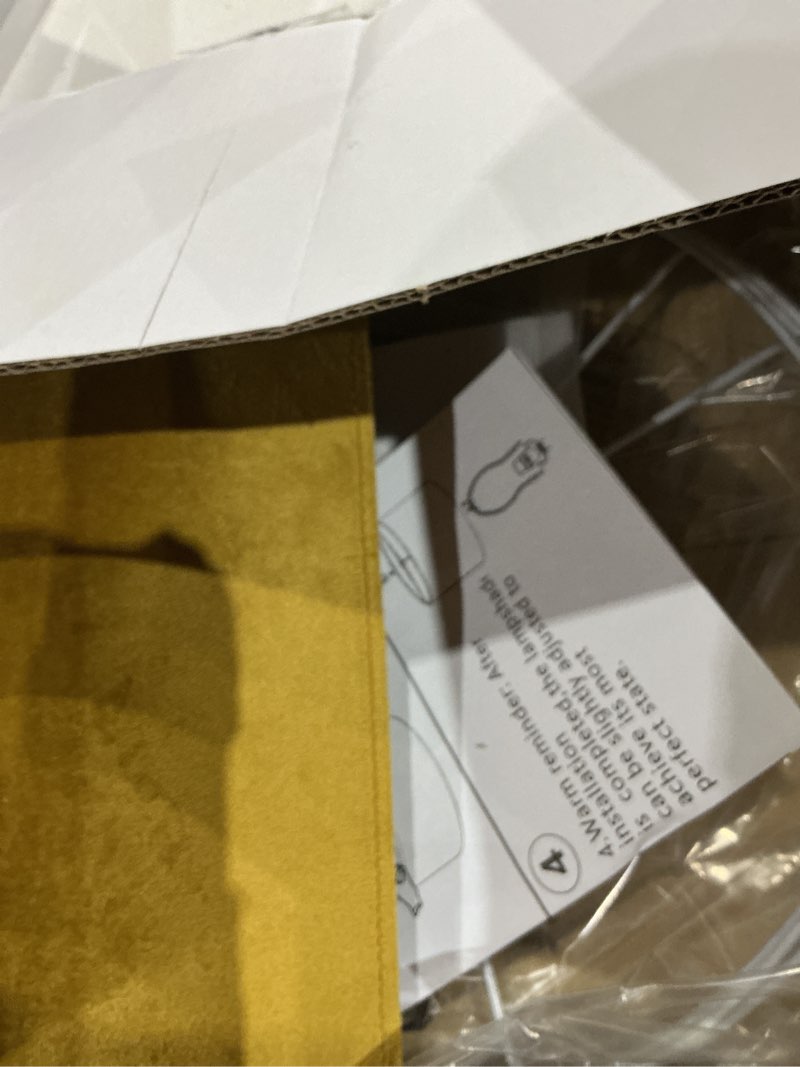 Condition photo showing Good Condition for go&so yellow velvet drum lamp shade set of 2 medium 13" top x 13" bottom x 10" high(spider) modern lamp shades for table lamps & bedside lamp replacement lampshade, hand crafted, required assembly 13*13*10 inch-2 pack yellow--2