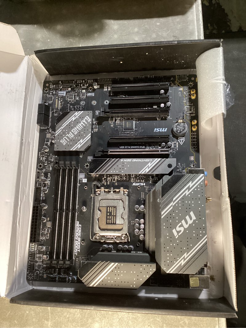 Condition photo showing As Is for msi b760 gaming plus wifi gaming motherboard (supports 12th/13th/14th gen intel processors, lga 1700, ddr5, pcie 4.0, m.2, 2.5gbps lan, usb 3.2 gen2, hdmi/dp, wi-fi 6e, bluetooth 5.3, atx)