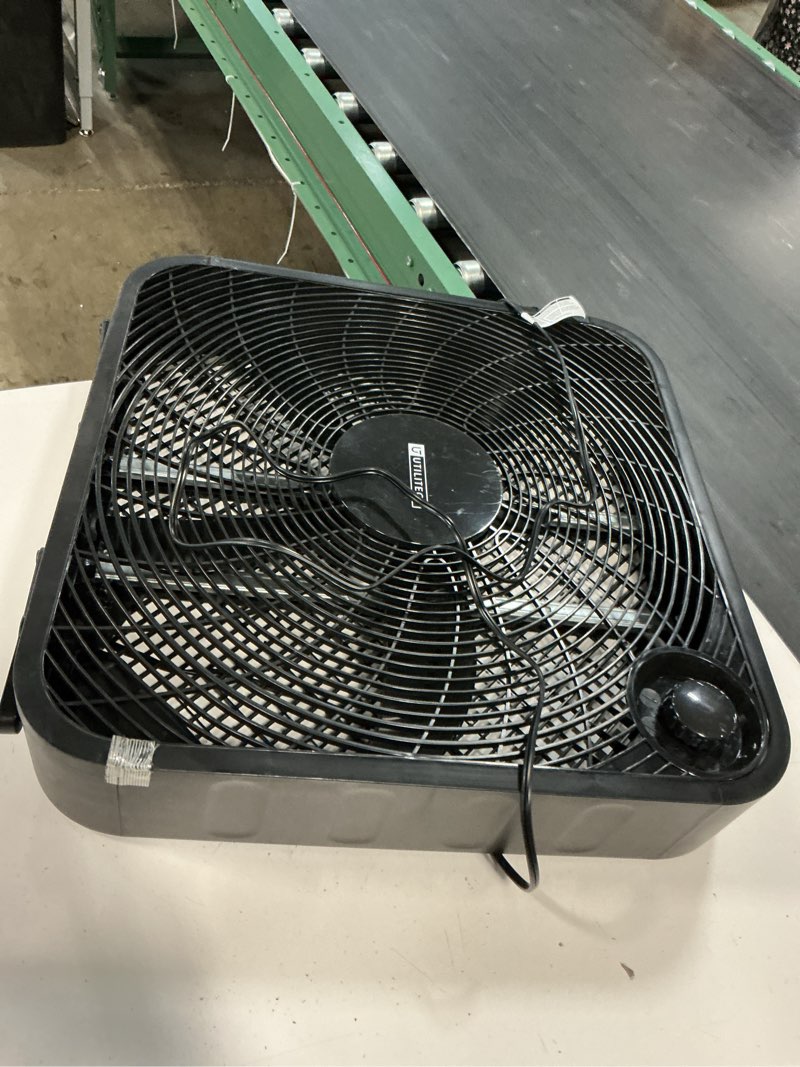 Condition photo showing As Is for  utilitech 20-in high velocity indoor box fan, in black