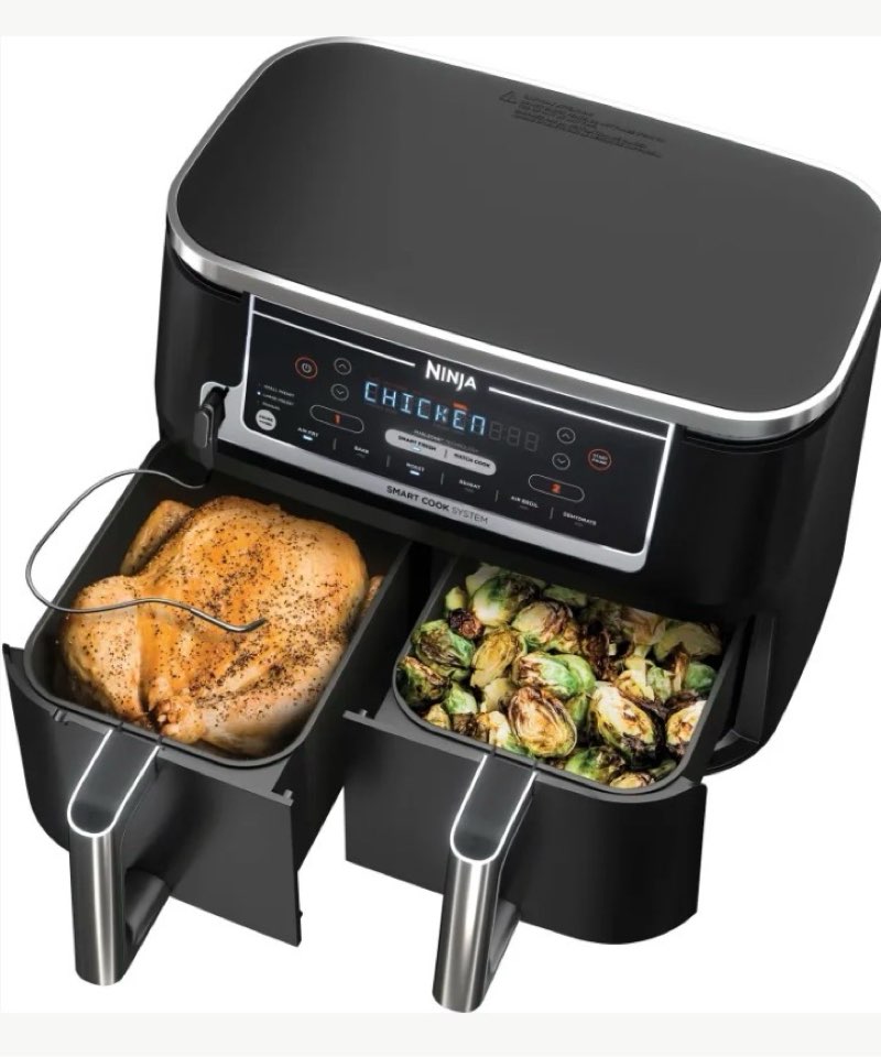 ninja dz550 foodi 10 quart 6 in 1 dualzone smart xl air fryer w 2 baskets