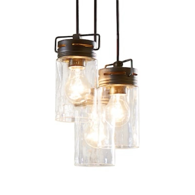 allen + roth vallymede 3 -light aged bronze farmhouse clear glass jar small hanging