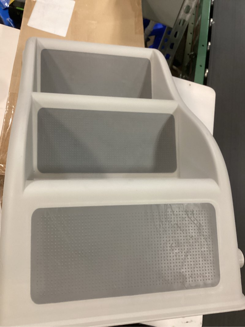 Condition photo showing As Is for Trixie Lightweight Pet Stairs with Non-Slip Rubber Treads - 3 Step Stairs for Dogs and Cats to Reach Beds and Couches - Foldable and Easy to Store - Light Gray