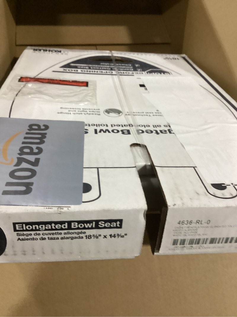 Condition photo showing New/Like New for kohler 4636-rl-0 cachet readylatch elongated toilet seat slow close, soft close toilet seat quiet lid, contoured grip-tight bumpers installation hardware, apartment essentials, white white elongated ready latch