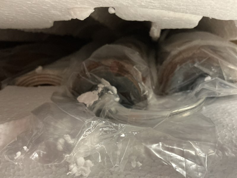 Condition photo showing New/Like New for BOBOMOMO 62" Rustic Farmhouse Floor Lamp with Remote & Dimmable 9W Bulb, 3 Color Temperatures Tall Resin Standing Lamp, Retro Floor Lamp for Living Room, Bedroom, Office, Nursery, Reading Nock Remote-Light Walnut 62"