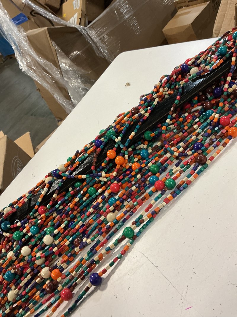 Condition photo showing As Is for 38 strands beaded curtain for doorways -35.4"x79"- handmade natural beaded curtains?boho doorway wood and bamboo bead curtain-as insect screen/room divider