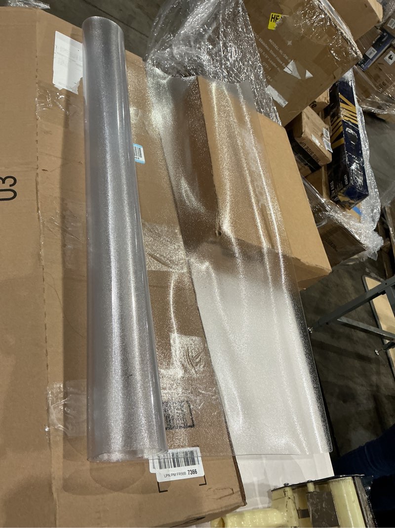 Condition photo showing As Is for missouri star glitter vinyl roll 16” x 54” - sewable plastic fabric for making tote bags, purses, and craft projects - clear glitter pvc vinyl