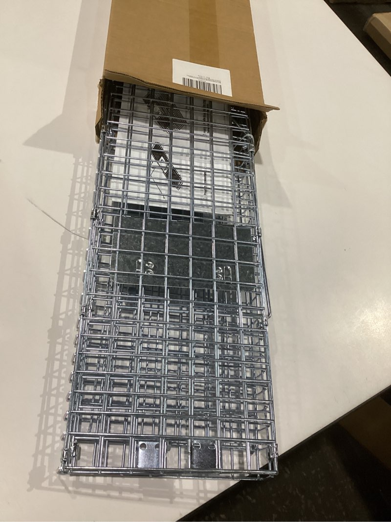 Condition photo showing Good Condition for meibangzz animal traps,live animal trap for cats,rabbits, squirrels,cat trap for stray cats, live traps for raccoons, steel foldable with pedal triggers (24 x 7 x 8 inches)