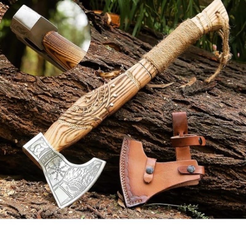 Viking Axe Real - Hatchet Throwing Splitting Viking Camping Battle Tactical Camp Axes & hatchets Bearded Hand Combat Real Blade hewing Weapons Forest war Wooden ax Men Hunting Cool Outdoor