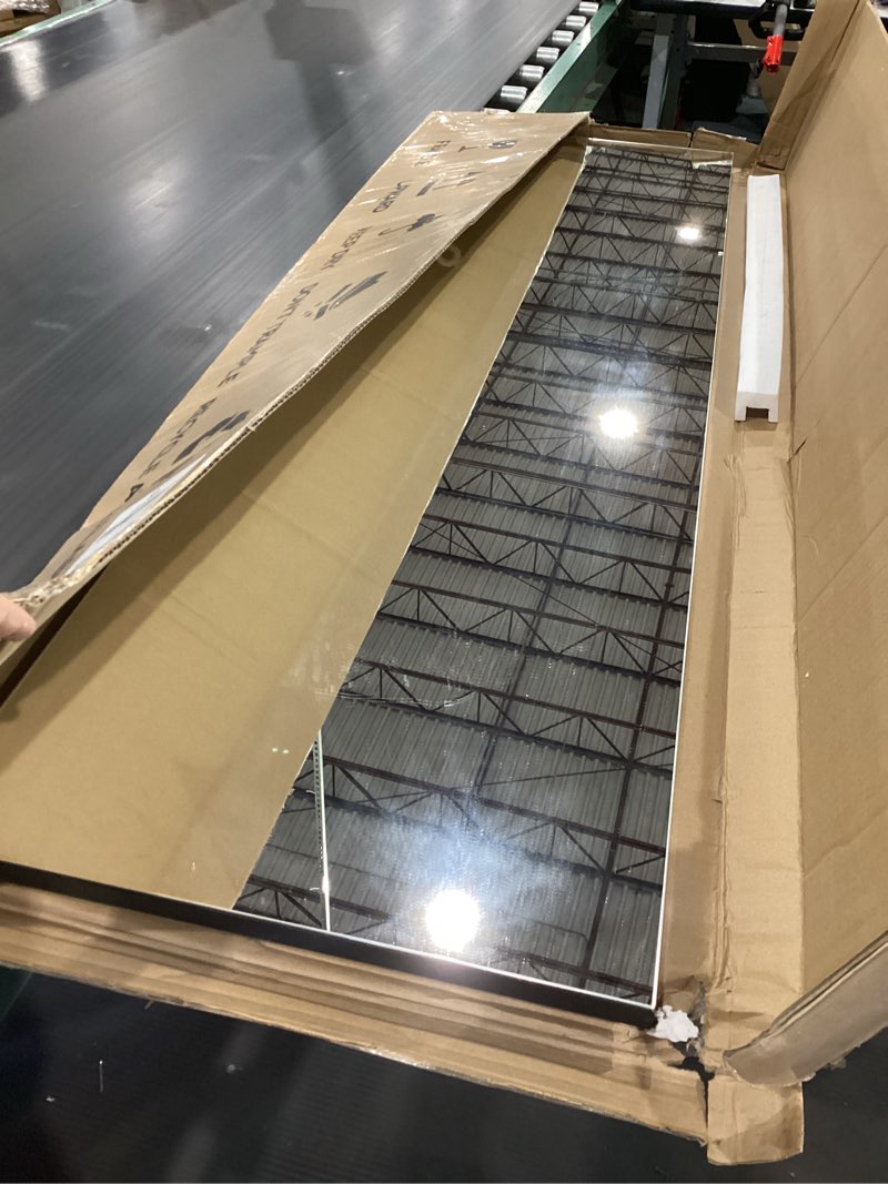 Condition photo showing Good Condition for kosmonia full length mirror, 56"x18" frameless floor mirror w/distortion free, hd reflection, standing or leaning full body mirror for bedroom, hanging mounted for living room cloakroom frameless 56"l x 18"w