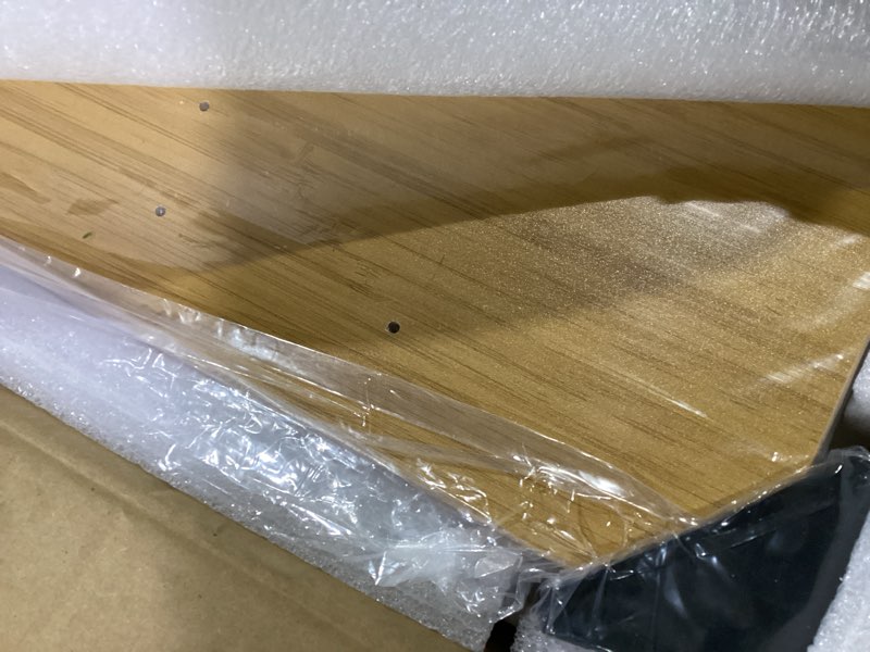 Condition photo showing New/Like New for sweetcrispy electric standing desk adjustable height, 55x24 inch sit stand up home office desks computer workstation pc work table with 3 memory preset splice wood board metal frame, oak oak 55x24 inch