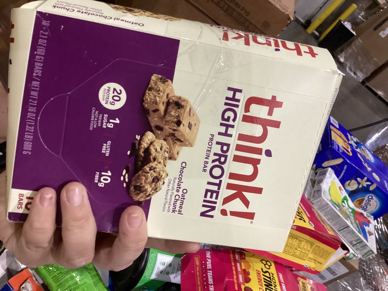 Condition photo showing New/Like New for think! Protein Bars, High Protein Snacks, Gluten Free, High Fiber, Oatmeal Chocolate Chunk, 10 Count Oatmeal Chocolate Chunk 10 Count (Pack of 1)