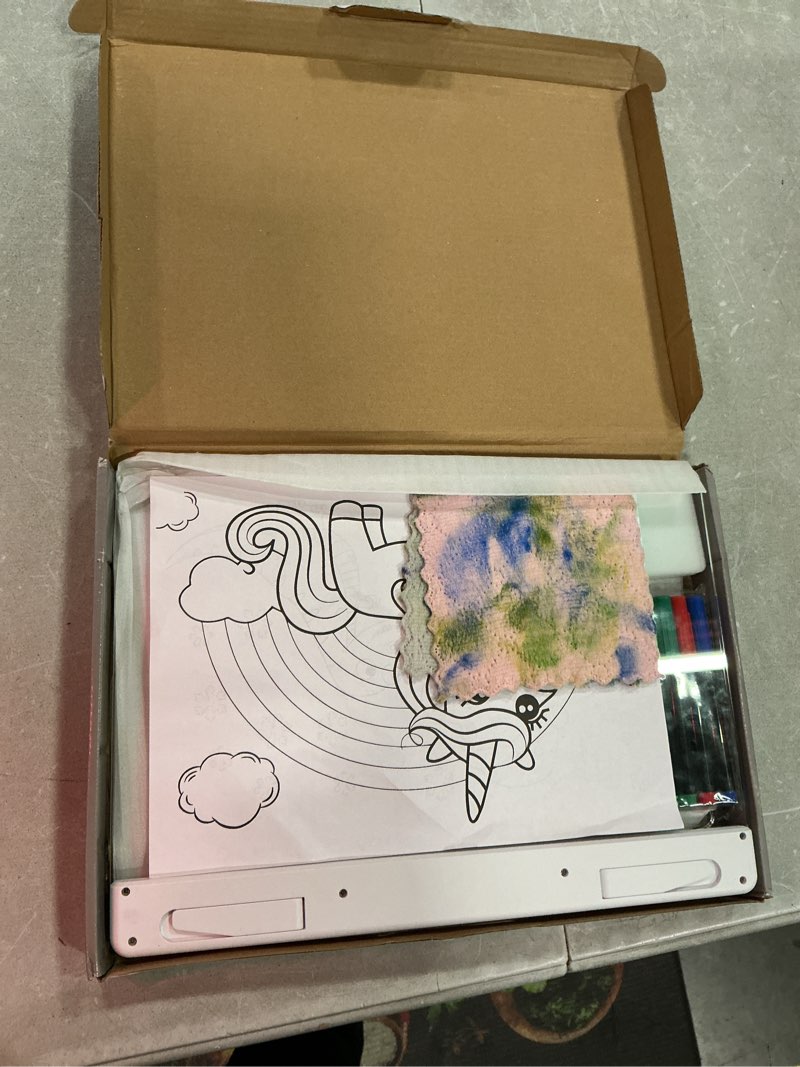 Condition photo showing Good Condition for 17 inch rechargeable led drawing board for kids – 15 color light up doodle pad with anti-scratch pvc and flicker-free eye care – includes tracing cards & 12 markers – great birthday gift for girls