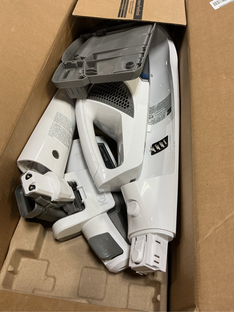 Condition photo showing As Is for kenmore ds1030 cordless stick vacuum lightweight cleaner 2-speed power suction led headlight 2-in-1 handheld for hardwood floor, carpet & pet hair, white