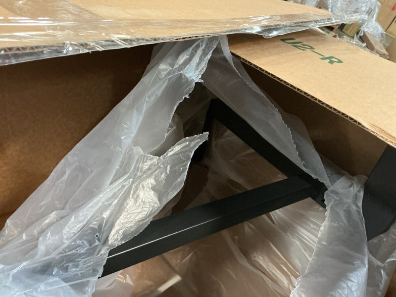 Condition photo showing As Is for adjustable overbed table with wheels split top tilting bedside bed table with tray rolling laptop computer standing desk, hospital tray table with height adjustment