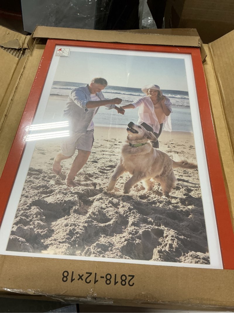 Condition photo showing Good Condition for Americanflat 12x18 Poster Frame with Shatter-Resistant Glass - Use as 11x17 Frame with Mat or 12x18 Frame Without Mat - Hudson Collection - Wide Photo Frame for Wall Display - Grey Wood Grey Wood 12x18