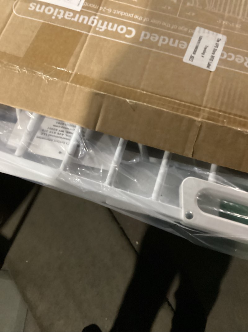Condition photo showing New/Like New for Mom's Choice-GROWNSY Baby Gate for Stairs, 29.5"-48.4" Pressure Mounted Baby Gate for Top of Stair&Doorway with V-Shaped Rods, Anti-Trip Pedal, Extra Wide Stairs Dog Gate Easy Install w/Red Reminder White 29"-48"*30"
