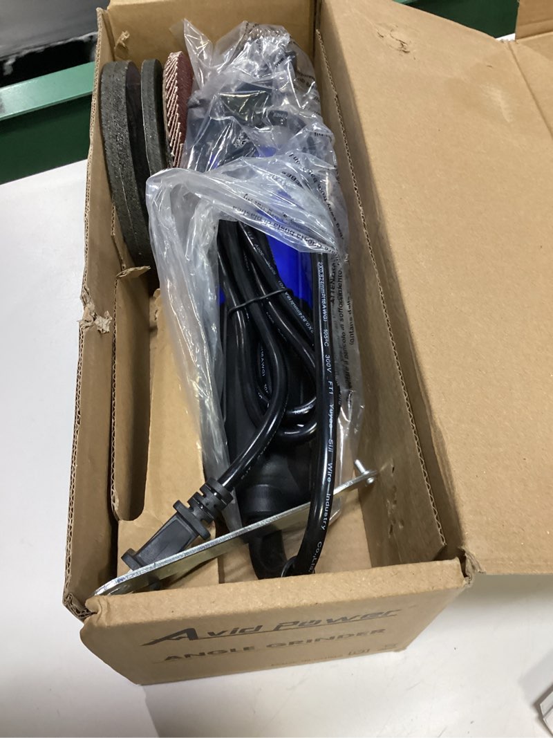 Condition photo showing Good Condition for avid power angle grinder, 7.5-amp 4-1/2 inch electric grinder power tools with grinding wheels, cutting wheels, flap disc and auxiliary handle for cutting, grinding, polishing and rust removal - blue
