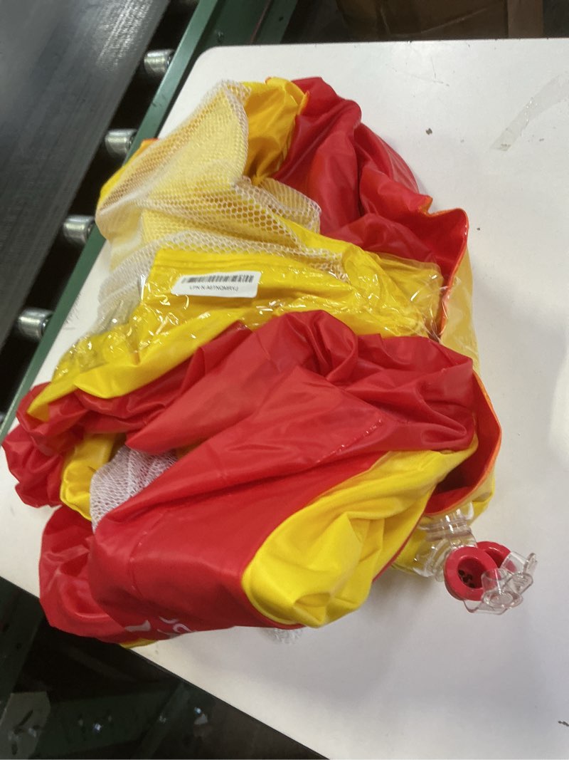 Condition photo showing Good Condition for QPAU 3-in-1 Inflatable Bounce House for Toddlers 1-3, Ball Pit & Trampoline, Inflatable Bouncy House with Pump, Safety Net, Indoor & Outdoor Bubble Bouncer Baby Play Yard Red & Yellow