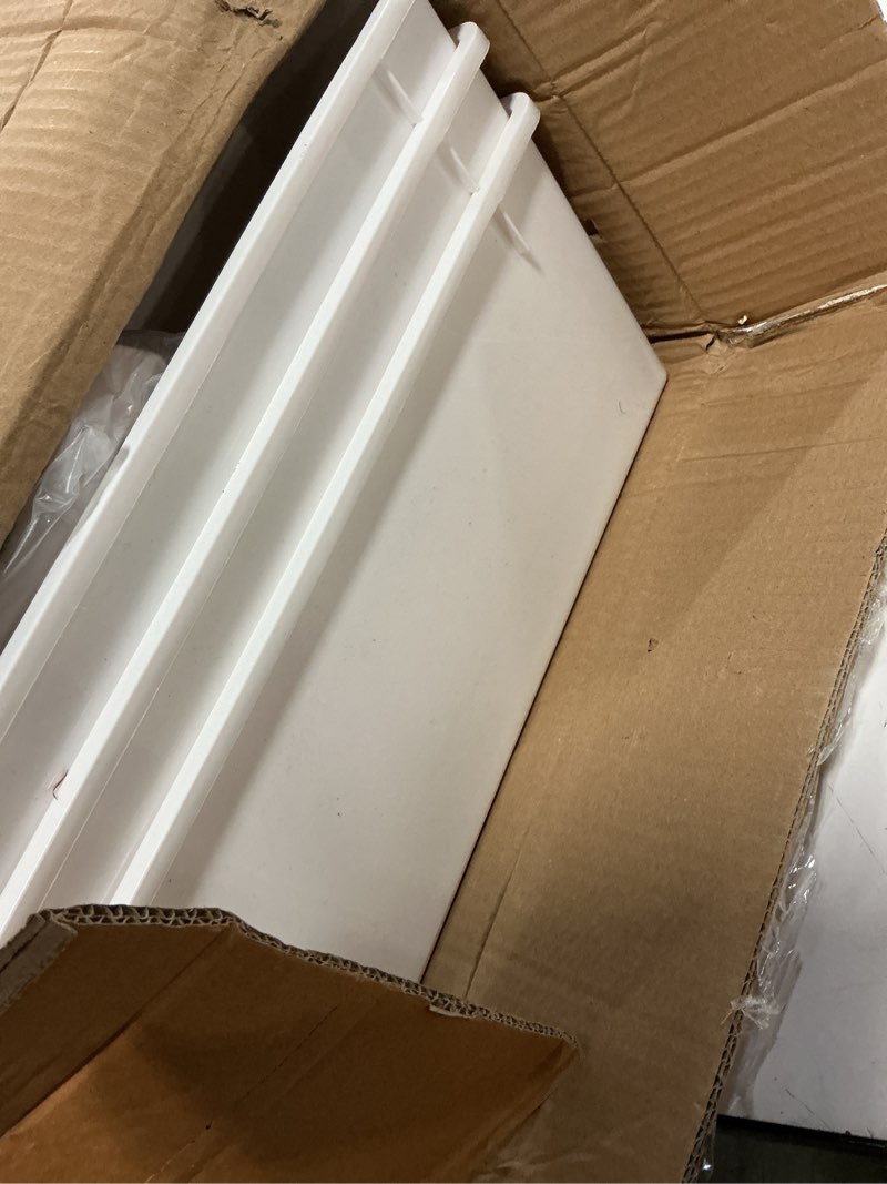 Condition photo showing As Is for 3 drawers narrow storage cabinet, slim bathroom storage cabinet, plastic rolling cart organizer for small spaces, laundry, office, home, white white 3 drawer