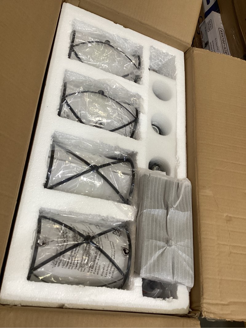 Condition photo showing Good Condition for 4-light kitchen island lighting, modern black dining room light fixtures with clear glass, farmhouse industrial linear chandelier pendant light with adjustable chain, ch9176bk-4is black, clear glass 4-light, 1 pack