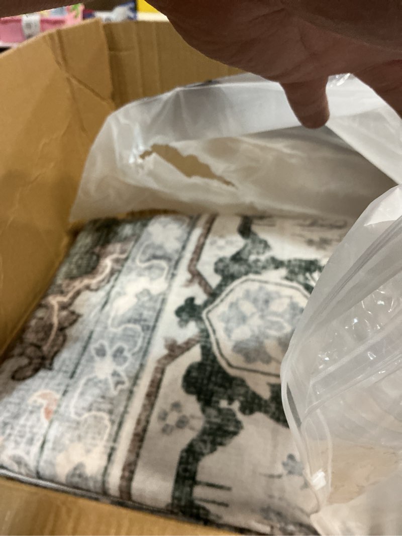 Condition photo showing Good Condition for 9x12 Washable Area Rug: Vintage Neutral Soft Non Slip Thin Large Floor Carpet for Living Room Bedroom Kitchen Dining Room Home Office Farmhouse Indoor - Green Vintage Green 9' x 12' (Rectangular)