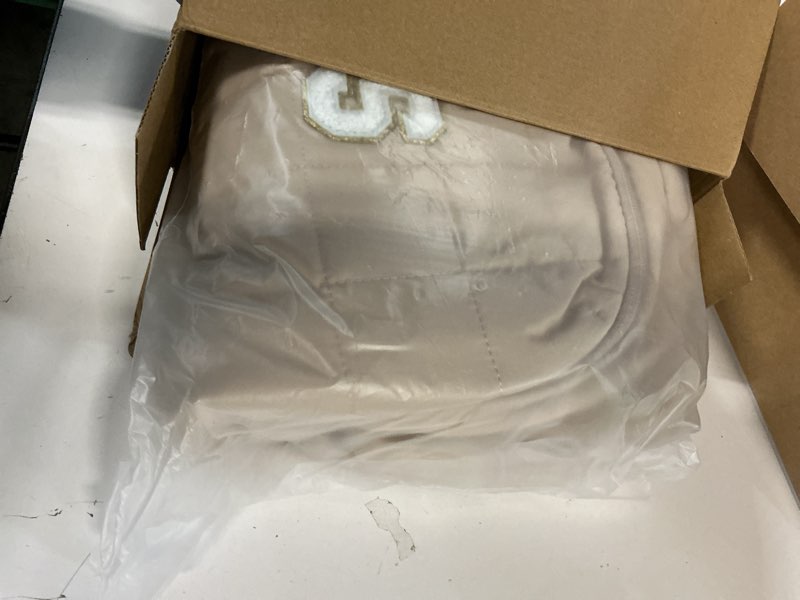 Condition photo showing New/Like New for WANDF Initial Laptop Backpack for Women, Quilted Puffer 14 Inch College Backpack, Personalized Water-Resistant Travel Backpack Daypack (Khaki S) S Brown