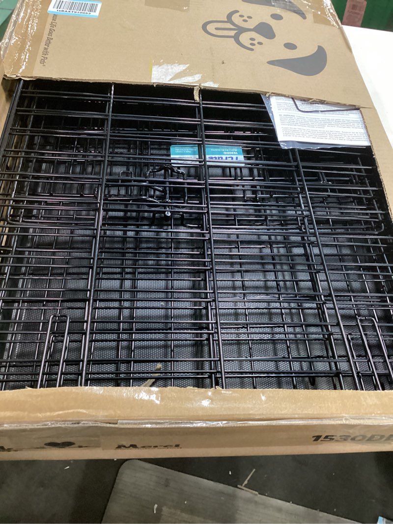 Condition photo showing Good Condition for midwest homes for pets newly enhanced double door icrate dog crate, includes leak-proof pan, floor protecting feet, divider panel & new patented features