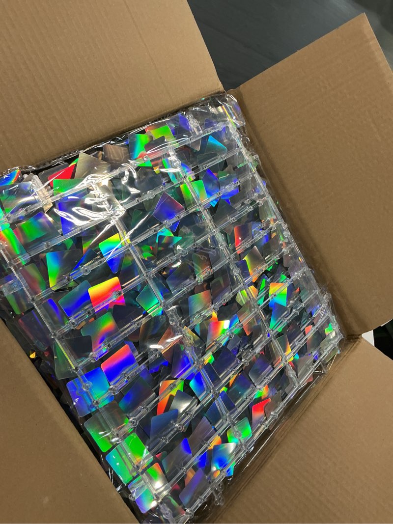 Condition photo showing New/Like New for shimmer wall backdrop iridescent silver wall panels 24pcs square sequin shimmer wall backdrop decoration for birthday party,wedding, anniversary 24pcs iridescent silver