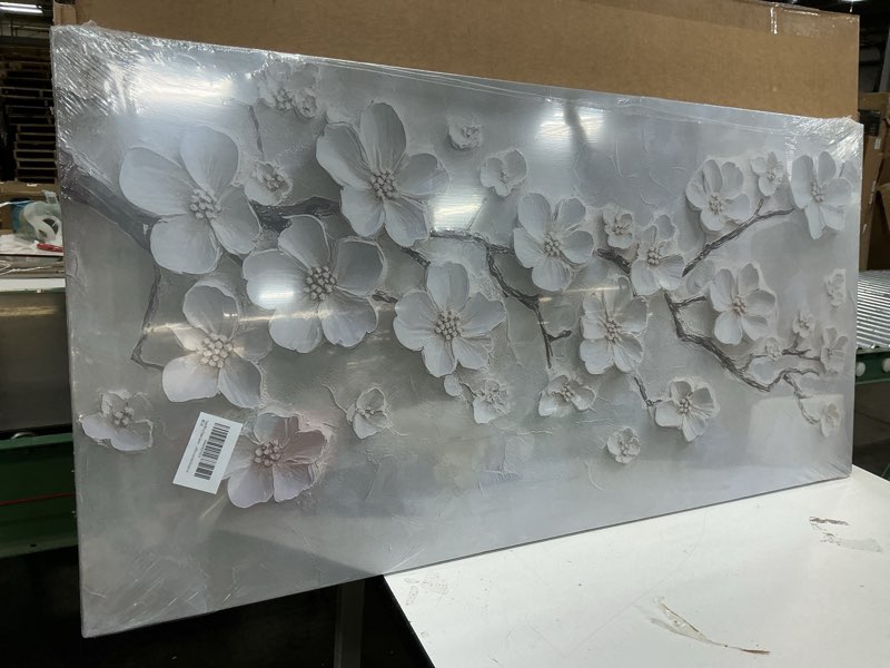 Condition photo showing New/Like New for Large White Flower Canvas Wall Art 3D Texture Plant Floral painting Decor Pictures Minimalist Botanical Magnolia Posters Prints for Living Room Classroom Bedroom office corridor Decoration Magnolia 40"L x 20"W