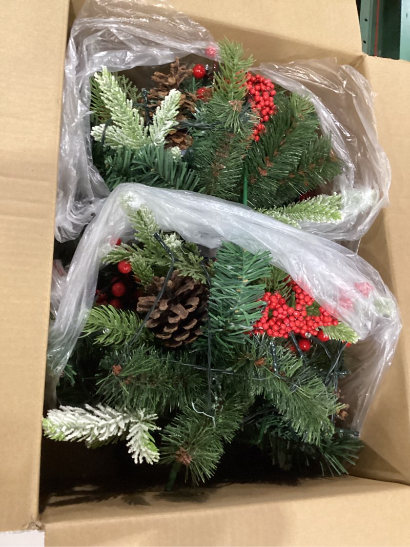 Condition photo showing Good Condition for Liliful 2 Sets Lighted Artificial Christmas Urn Filler 18 Inch, Battery Operated Pre Lit Artificial Christmas Tree Outdoor Light up Planter Filler Lighted Xmas Trees with LED Lights Timer (Multicolor) 2 Multicolor