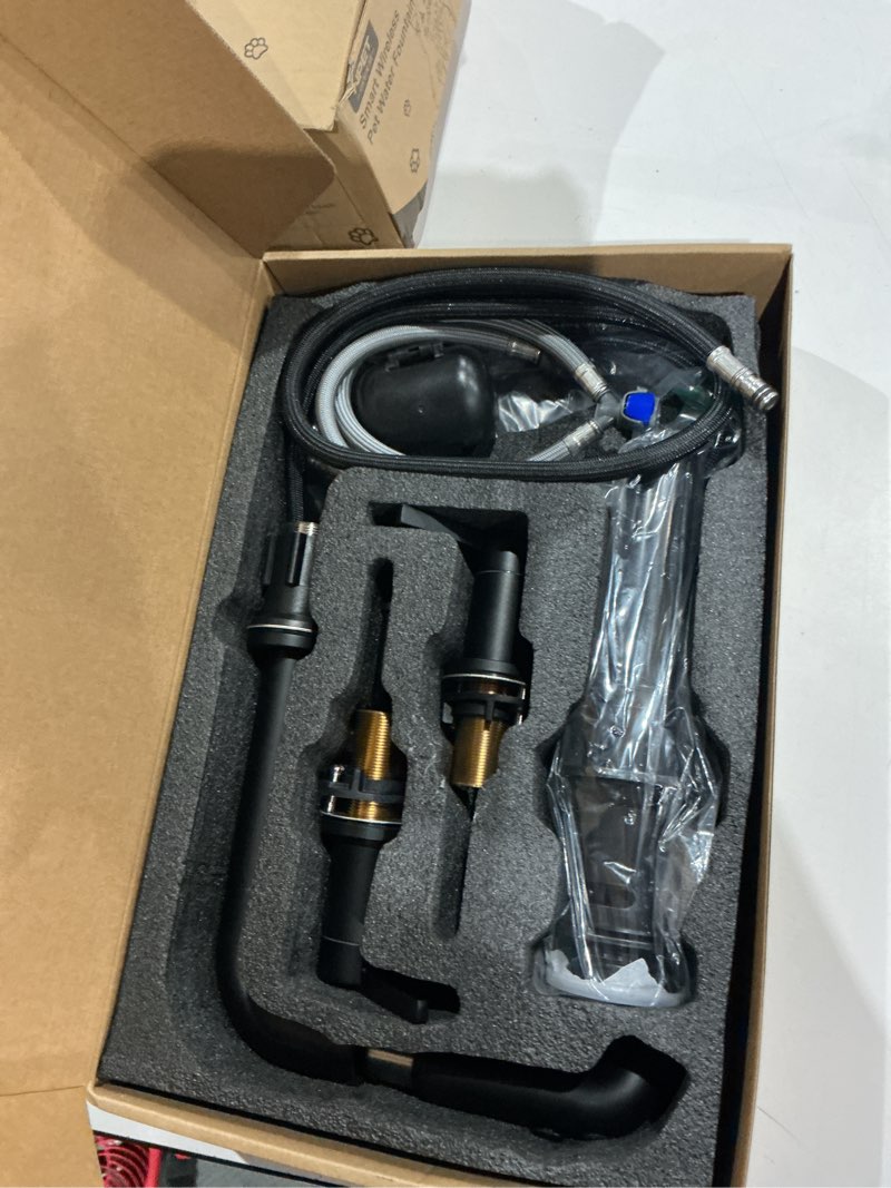 Condition photo showing Good Condition for kenes matte black pull out bathroom faucet, 8 inch 2 handle widespread bathroom faucet 3 hole with pull down sprayer, bathroom sink faucet with pop up drain & supply lines lj-9058a-2