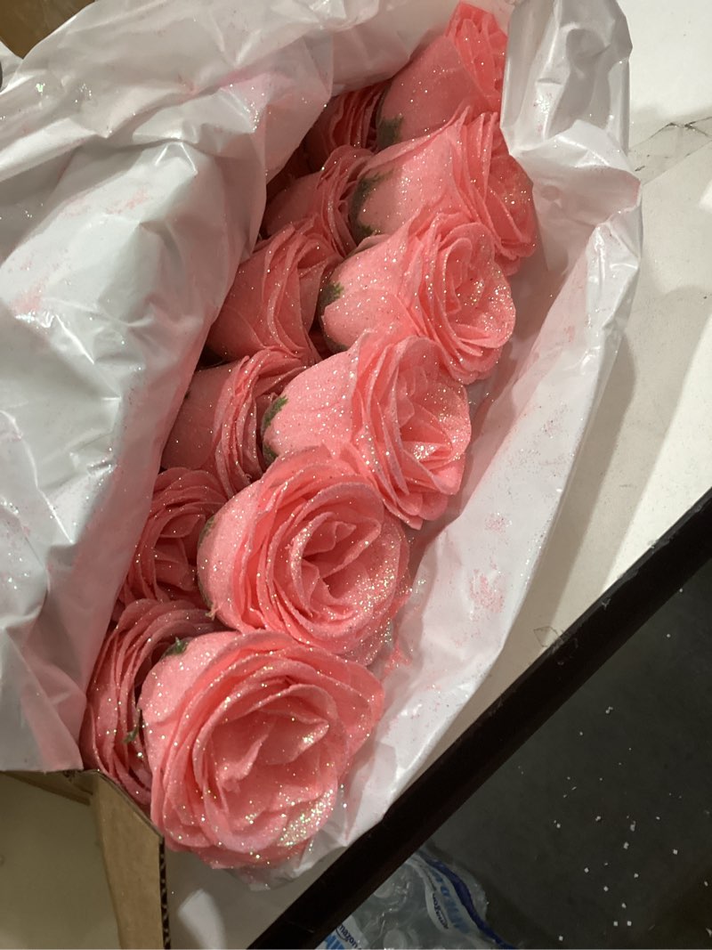 Condition photo showing Good Condition for Waipfaru Glitter Roses Bouquet,Birthday Gifts for Women Mom,DIY Fake Flowers Bouquet with Birthday Stand-Up Signs,36 Pink Rose for Grandma Wife Friends Pink 36pcs