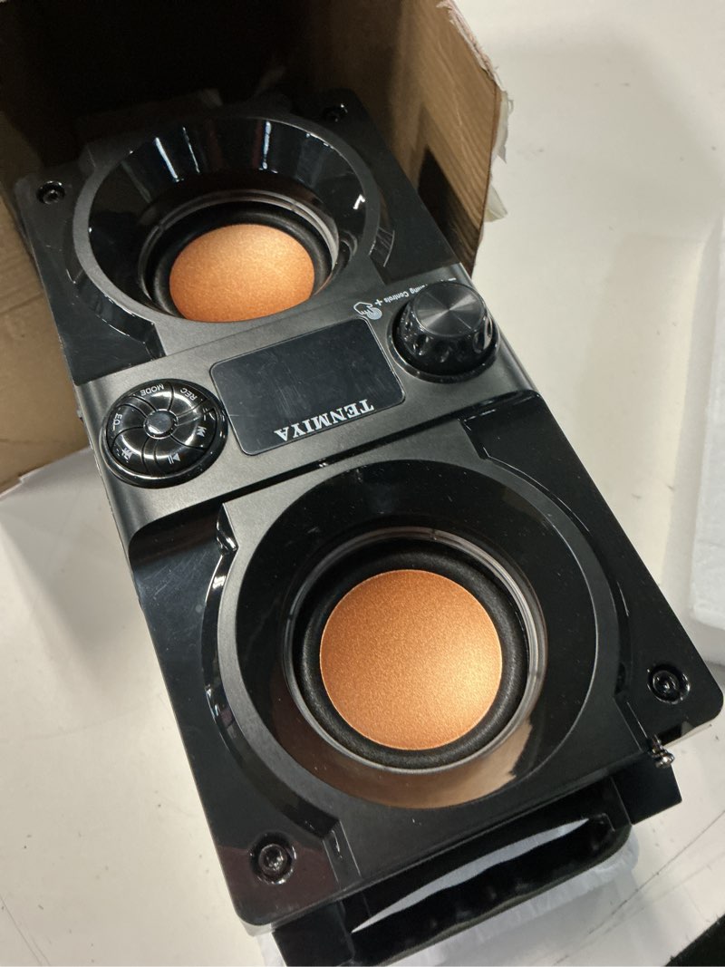Condition photo showing New/Like New for bluetooth speaker, 40w (60w peak) portable wireless speaker with colorful lights, double subwoofer heavy bass, fm radio, mp3 player, bluetooth 5.0, loud stereo speakers for home outdoor party camping