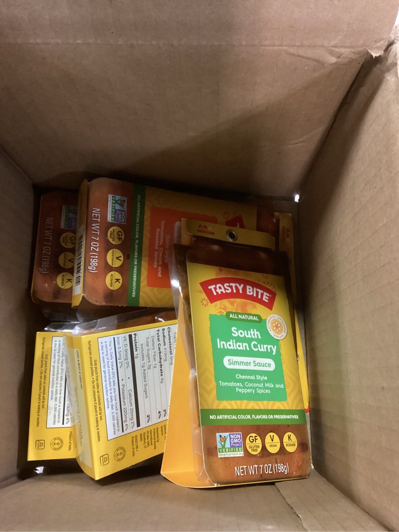 Condition photo showing New/Like New for Tasty Bite Sauces Variety, Pack of 5, Butter Chicken, Tikka Masala, Coconut Korma, Spicy Vindaloo, South Indian Curry