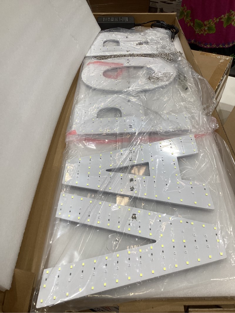 Condition photo showing As Is for incomplete  (missing charger part) 30\"x8\" led vapor sign for vape shops - super bright vape store sign with unique design, high visibility for smoke shop/window displays