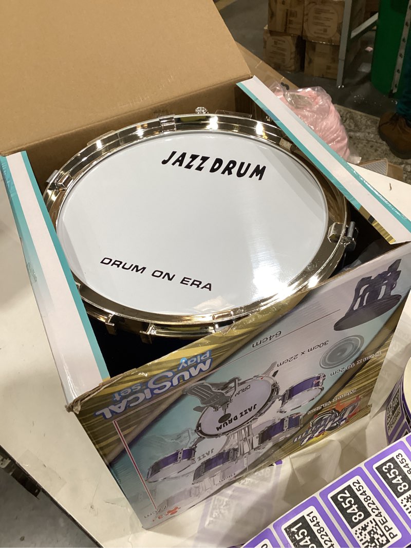 Condition photo showing New/Like New for M SANMERSEN Kids Toys Jazz Drum Set - Upgraded Rock Drum Kit with Stool Musical Instruments Educational Birthday Christmas Toys Gifts for Toddlers Child Boys Girls Aged 3 4 5 6 7 8 Year Old