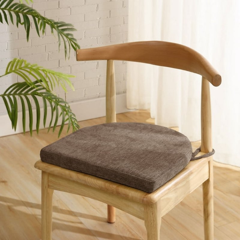 (16x16x2)Sweet Home Collection U-Shape Molded Memory Foam Chair Pads With Ties Coffee 4 Pack