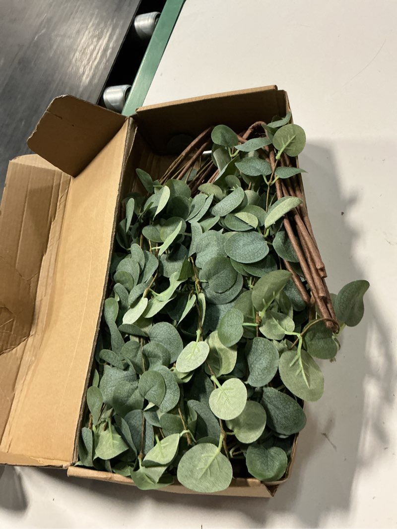 Condition photo showing Good Condition for 12 pcs 27" eucalyptus stems greenery stems eucalyptus leaf spray in green silk plastic plants floral artificial plants for home party wedding decoration green -12 pcs