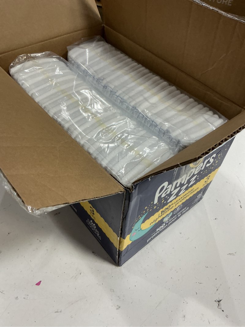 Condition photo showing New/Like New for (size:3)pampers zzz overnight diapers, size 3 (16-28 lbs), 66 count, nighttime protection disposable baby diaper, night time leak and skin protection size 3 66