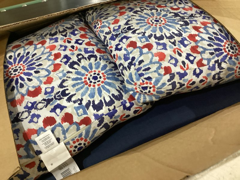 Condition photo showing Good Condition for arden outdoor loveseat cushion set, 48 x 24, water repellent, fade resistant, cushion set for couch, bench, and swing, clark blue