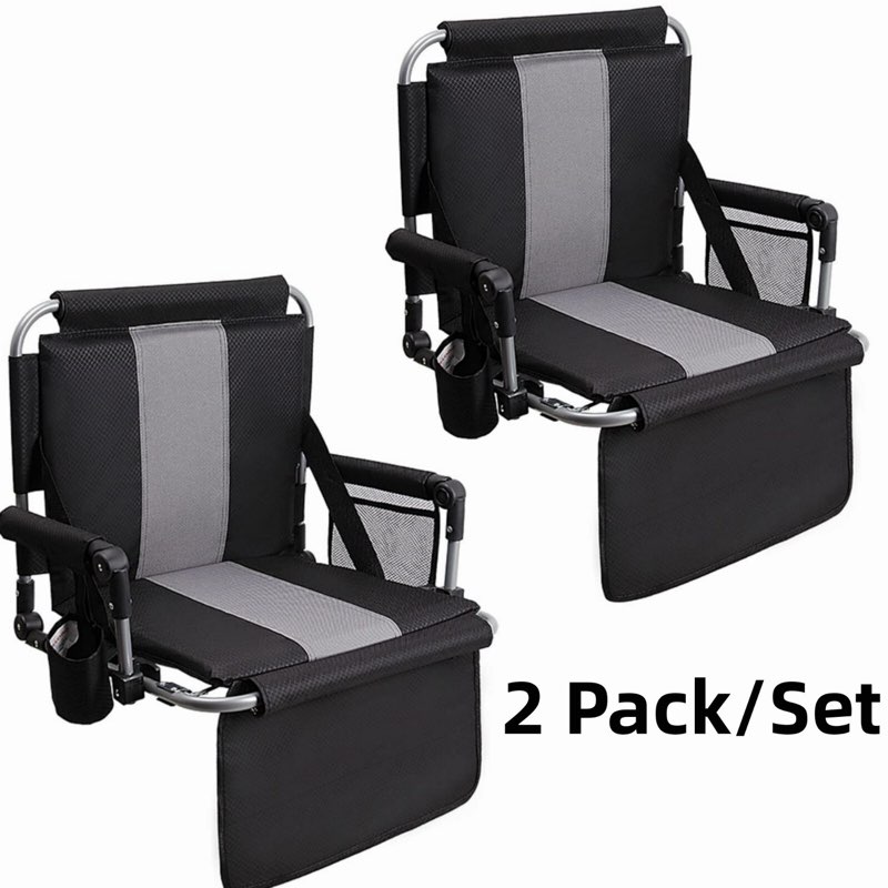 ALPHA CAMP Portable Folding Stadium Seat Bleacher Chair with Back Pad Cup Holder