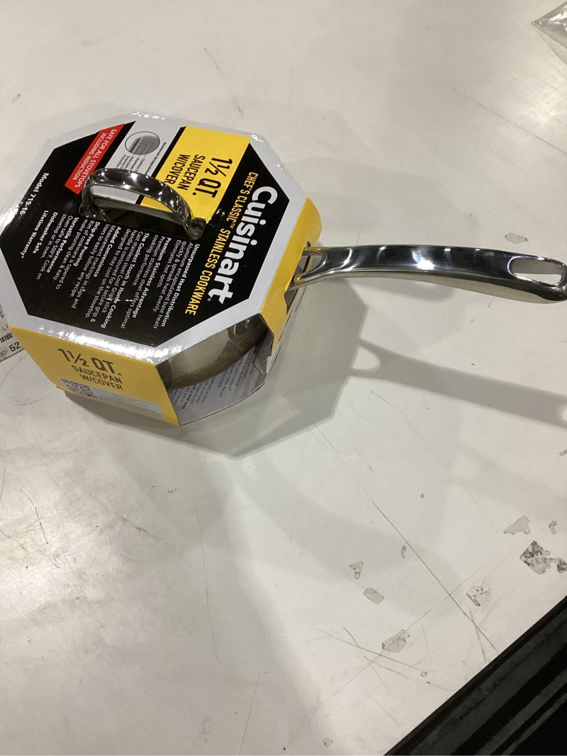 Condition photo showing New/Like New for Cuisinart 1.5 Quart Saucepan w/Cover, Chef's Classic Stainless Steel Cookware Collection, 719-16 1.5-Quart 1.5 Quarts
