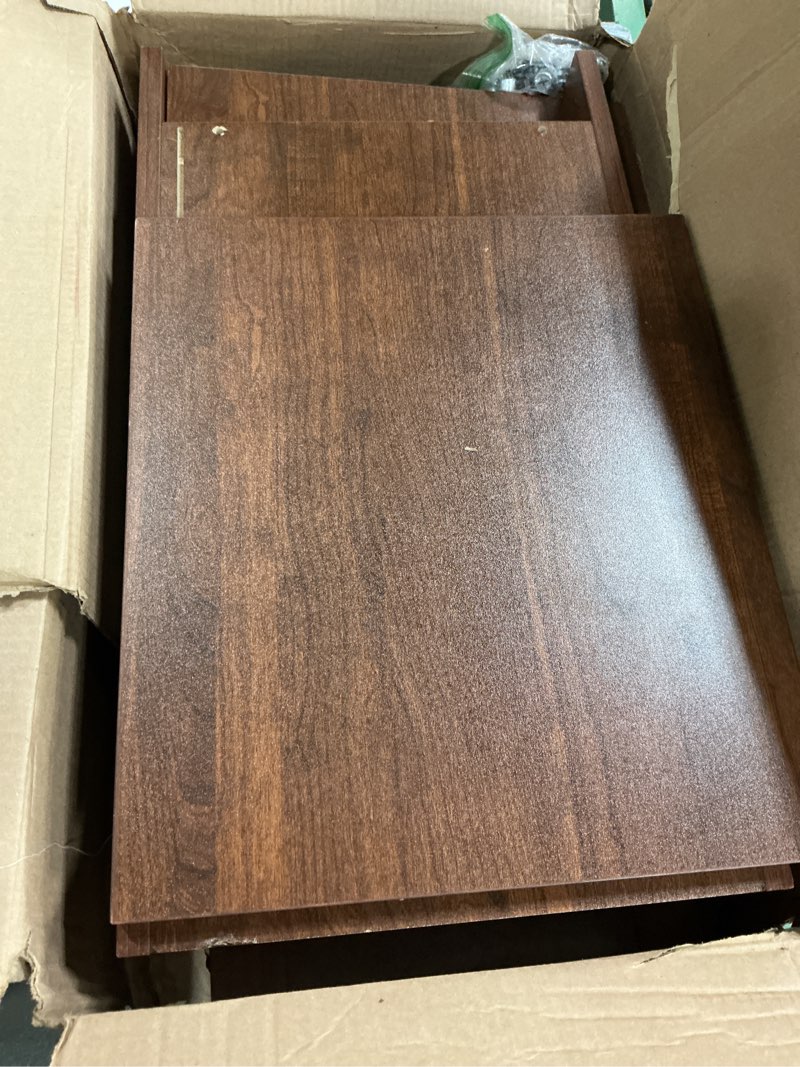 Condition photo showing As Is for choochoo farmhouse nightstands set of 2, rustic vintage end side table with storage and open shelf, small bedside tables for bedroom, walnut