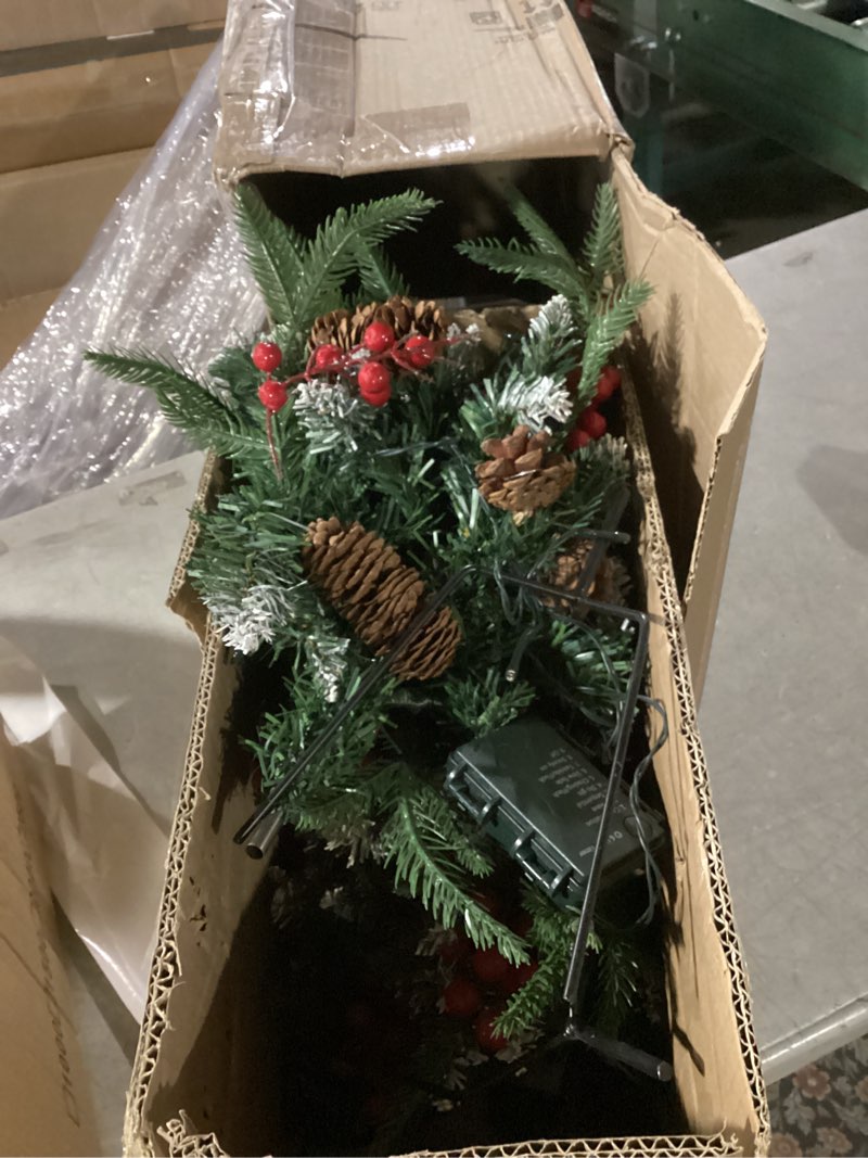 Condition photo showing Good Condition for JOYHALO 2 Pack Set 22Inch Christmas Urn Filler with 40 Warm White Lights, Christmas Pot Fillers with White PVC&PE Branches, Outdoor Christmas Trees for Porch Pathway Entryway Yard Decorations 22 in Flocked Pe & Pvc