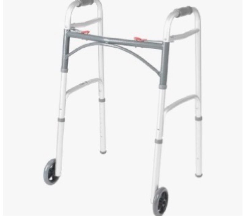 drive medical two-button folding walker w/ wheels - lightweight rolling mobility support - desk arms