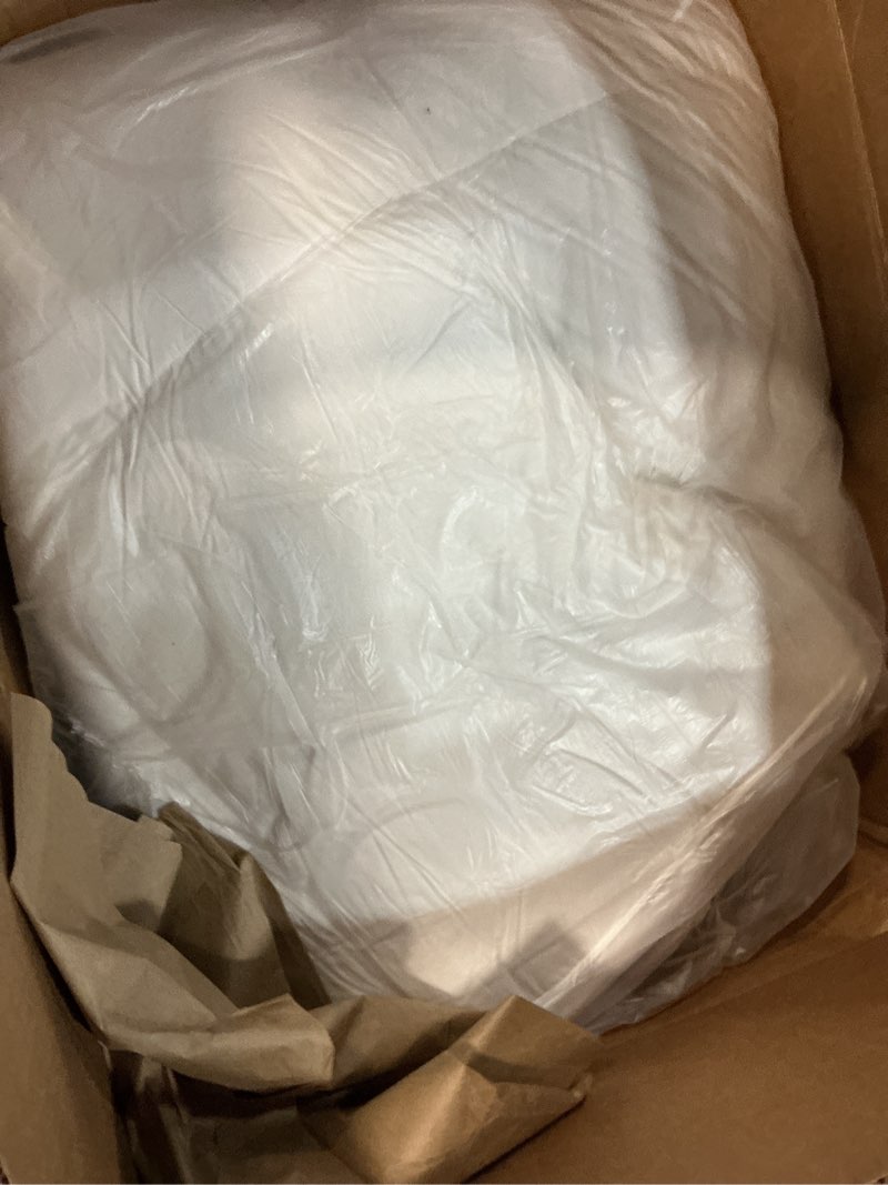 Condition photo showing Good Condition for 3 inch goose feather mattress topper queen size, thick featherbed with adjustable bands, plush soft fluffy baffled pillowtop, 60”x80” queen white