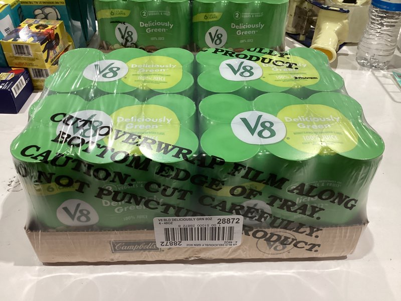 Condition photo showing New/Like New for V8 Deliciously Green 100% Fruit and Vegetable Juice, 8 fl oz Can (24 Pack) Deliciously Green 48 Fl Oz (Pack of 4)